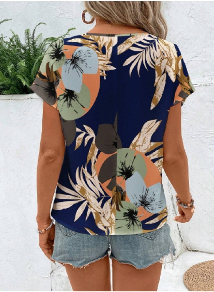 EMERY ROSE EMERY ROSE Retro Floral Print Round Neck Women Casual Shirt For Summer  - Image 2