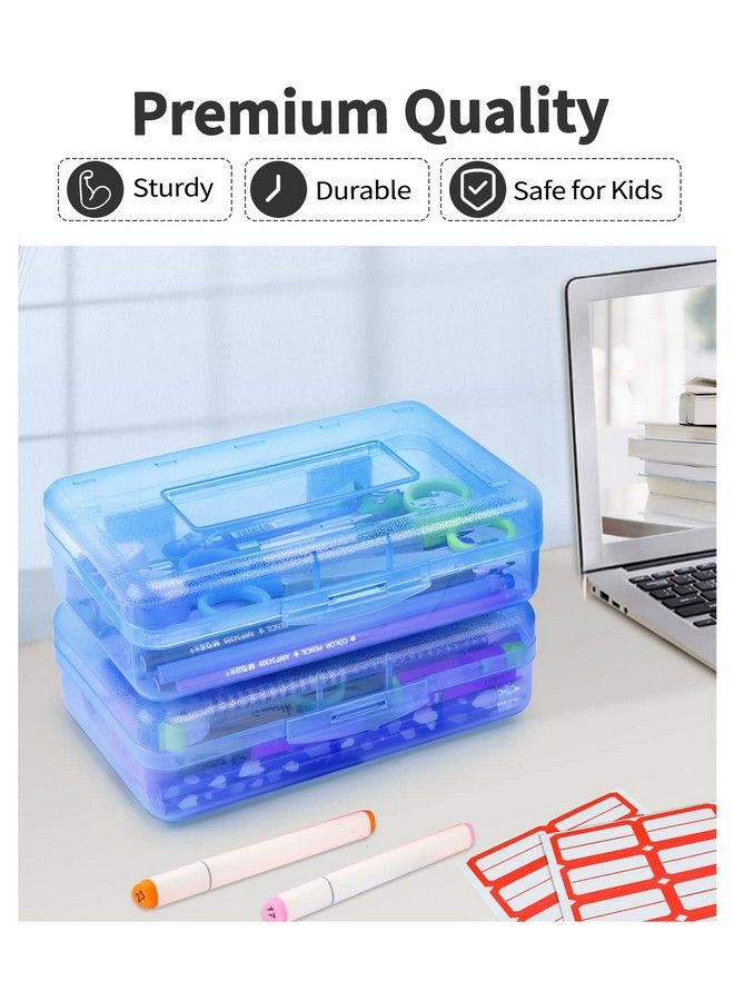 Sooez 6 Pack Pencil Box School Box Hard Pencil Boxes For School Supplies Bulk Large Plastic Pencil Case With Lid Clear Pencil Container Stackable School Box Crayon Boxes Bulk For Kids - Image 4