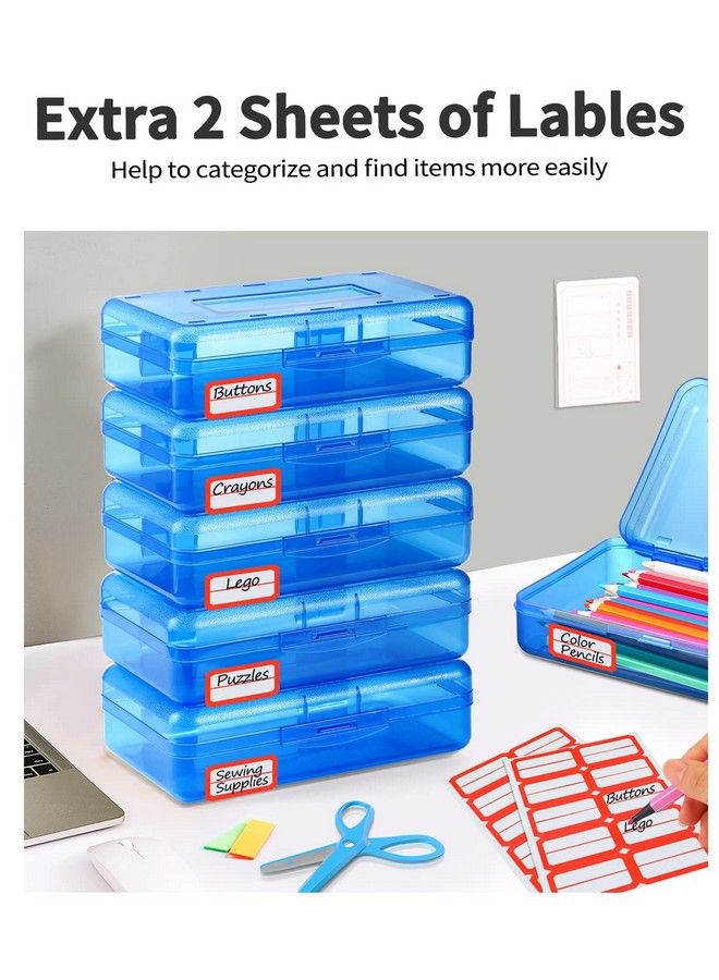 Sooez 6 Pack Pencil Box School Box Hard Pencil Boxes For School Supplies Bulk Large Plastic Pencil Case With Lid Clear Pencil Container Stackable School Box Crayon Boxes Bulk For Kids - Image 3