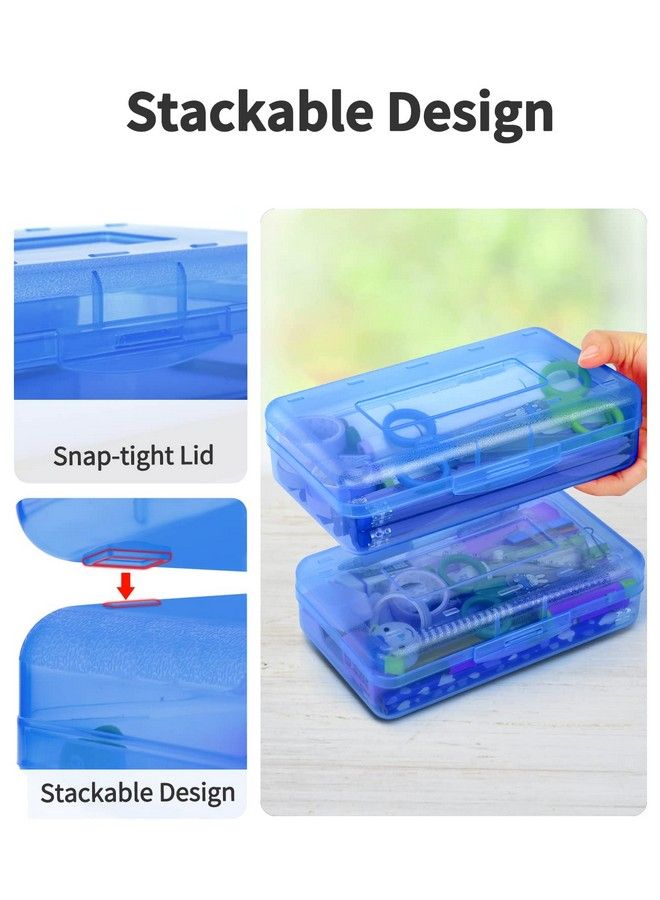 Sooez 6 Pack Pencil Box School Box Hard Pencil Boxes For School Supplies Bulk Large Plastic Pencil Case With Lid Clear Pencil Container Stackable School Box Crayon Boxes Bulk For Kids - Image 5