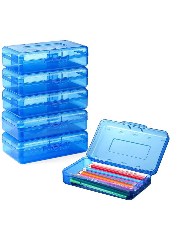 Sooez 6 Pack Pencil Box School Box Hard Pencil Boxes For School Supplies Bulk Large Plastic Pencil Case With Lid Clear Pencil Container Stackable School Box Crayon Boxes Bulk For Kids - Image 2