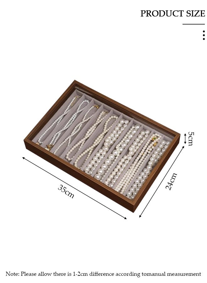 DUNISO Necklace Organizer Box with Clear Lid Velvet Tray for Jewelry Storage Display Case, 10 Grids Necklaces Pendants Dustproof Necklace Jewelry Box Organizer & Tray - Image 2