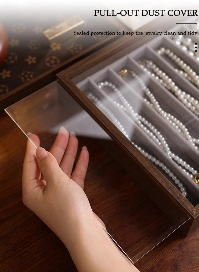 DUNISO Necklace Organizer Box with Clear Lid Velvet Tray for Jewelry Storage Display Case, 10 Grids Necklaces Pendants Dustproof Necklace Jewelry Box Organizer & Tray - Image 5
