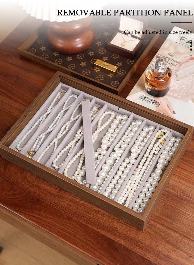 DUNISO Necklace Organizer Box with Clear Lid Velvet Tray for Jewelry Storage Display Case, 10 Grids Necklaces Pendants Dustproof Necklace Jewelry Box Organizer & Tray - Image 3