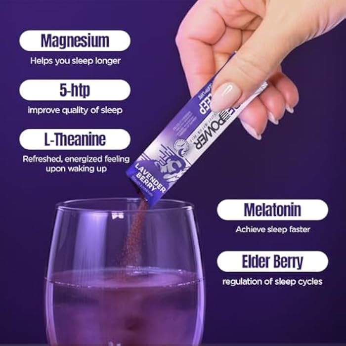 QURE Deep Sleep Aid Drink Mix w/ 5mg Melatonin & L-Theanine for Stress Relief | Non - Habit Forming Magnesium & 5 - HTP Powder | Alkaline Hydration | 15 Sticks (1 Box) - Image 4
