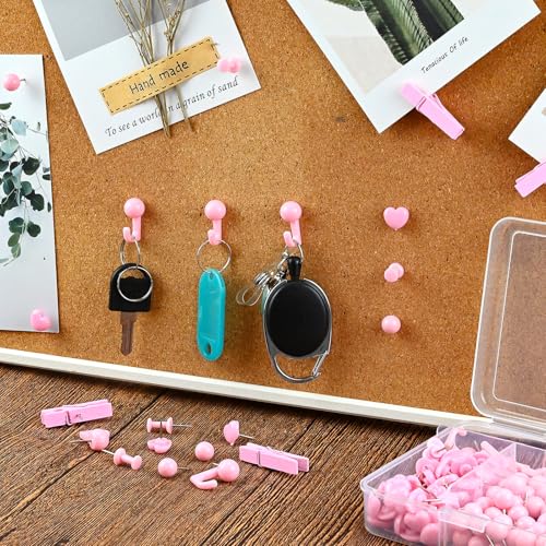 koorito 260 Pcs Push Pins Set 5 Styles Pink Thumb Tacks Cute Push Pins for Bulletin Board, Cork Board - Image 5