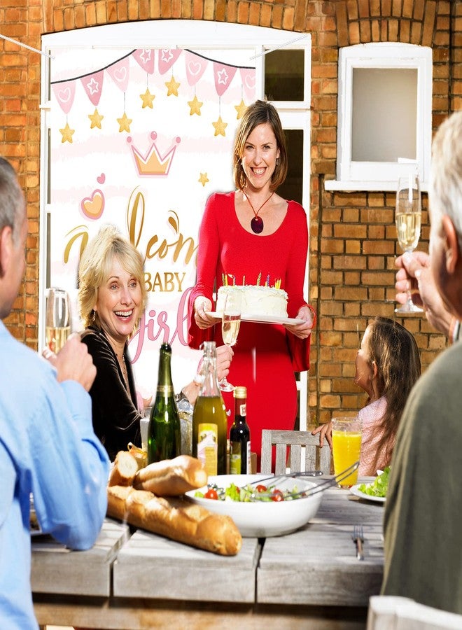 INNORU Welcome Baby Girl Door Banner Decor, Gender Reveal Party Door Cover Decor, Baby Shower, Girl Birthday Party Photo Booth Backdrop Background Supplies - Image 4