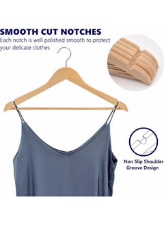 CityRiya-Long Wooden Hangers 30 Pack Coat Hanger Premium Suit Hangers for Men Women Robe Hangers Heavy Duty Clothing Hangers Pants Hanger Set Wood Clothes Hangers with 360° Rotatable Hook & Shoulder Grooves  - Image 3