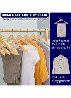 CityRiya-Long Wooden Hangers 30 Pack Coat Hanger Premium Suit Hangers for Men Women Robe Hangers Heavy Duty Clothing Hangers Pants Hanger Set Wood Clothes Hangers with 360° Rotatable Hook & Shoulder Grooves  - Image 5