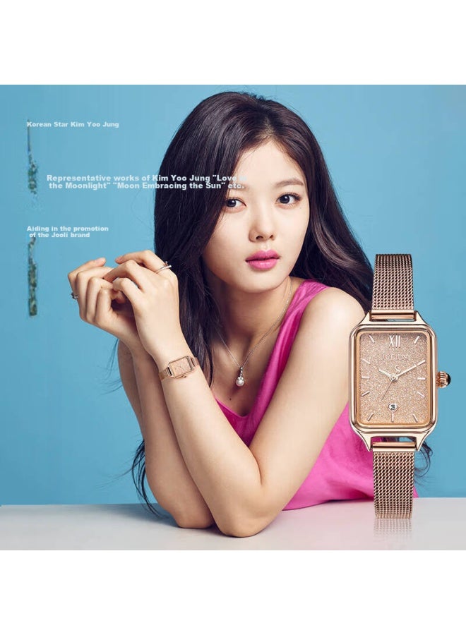 Julius Women'S Vintage Starry Sky Simple Calendar Fashion Student Exam Ladies Watch Champagne Color Ja-1255-1D - Image 2