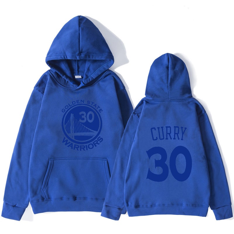 2021 cross-border NBA basketball sweater Warriors team 30 curry sports sweater mens trendy hoodie men Blue 