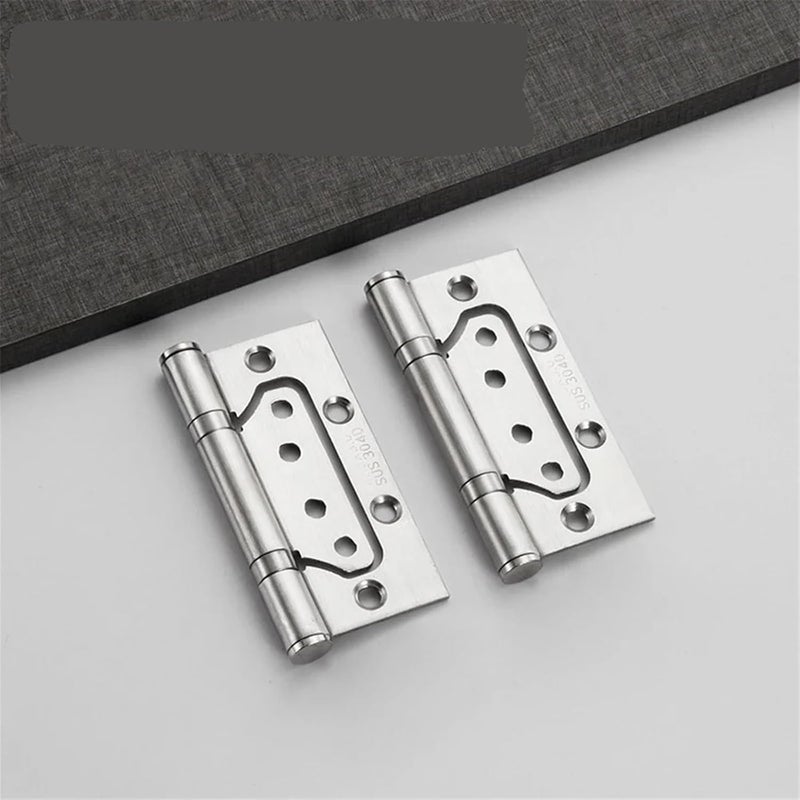 Stainless Steel Hinge for Bedroom Bathroom Wooden Door 4 Inches 5 Inches Slotted Free Hinges (Size : Type A Silver) - Image 1