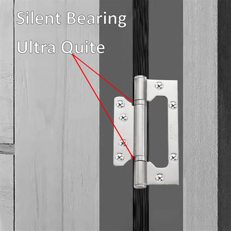 Stainless Steel Hinge for Bedroom Bathroom Wooden Door 4 Inches 5 Inches Slotted Free Hinges (Size : Type A Silver) - Image 2