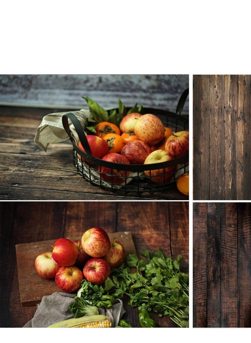 Generic 6pcs 34.4x22.5in Double Sided Photography Background 2 in 1 Black White Wood Marble Texture Pattern Waterproof Paper Tabletop Backdrop Food Jewelry Cosmetics Makeup Professional Photo Shoot  - Image 4