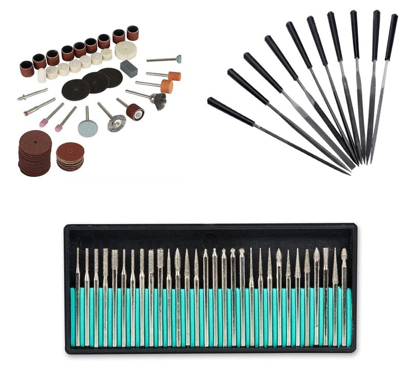 Digital Craft Rotary Tool Die Grinder Accessory Kit DIY Crafts Kit All in One Items DIY Works 105Pc Rotary Tools Set10Pc 4x160 Needle File Set30Pc Diamond Burs Set