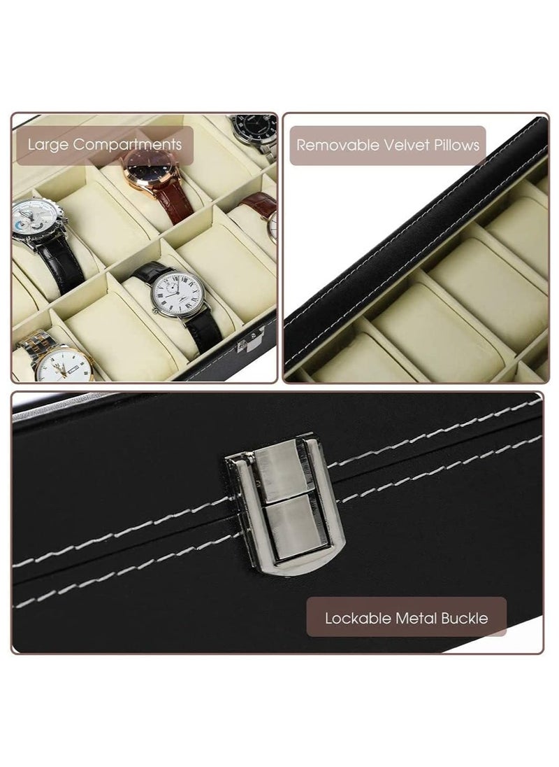 Generic Watch Box with 12 Slots Wooden PU Leather, watch storage case, watch display box, Jewelry display and storage box, watch organizer for men and women  - Image 5