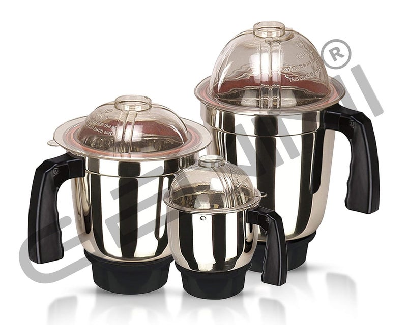 Gemini مجموعة جيمينى من 4 برطمانات خلاط 3 من الفولاذ المقاوم للصدأ و 1 برطمان عصير برطمان ميلك شيك برطمان شاتني برطمان طحن جاف برطمان خلط سائل وبرطمان ميلك شيك برطمان خلاط قياسي برطمان خلاط فولاذي مع غطاء ما - Image 3