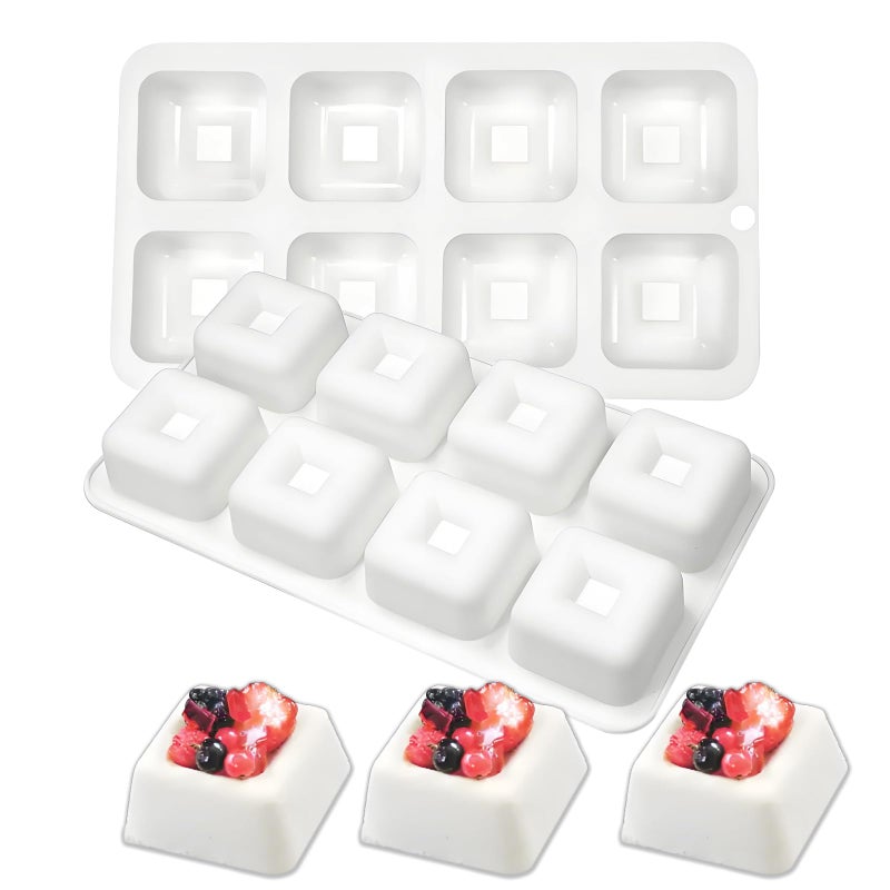Chocolate Square Silicone Molds for Baking Savarin Pan Mousse Cupcake 2 Packs with 16Cavity 17 x 17 x 09 for Mini Cheesecakes Candy Desserts