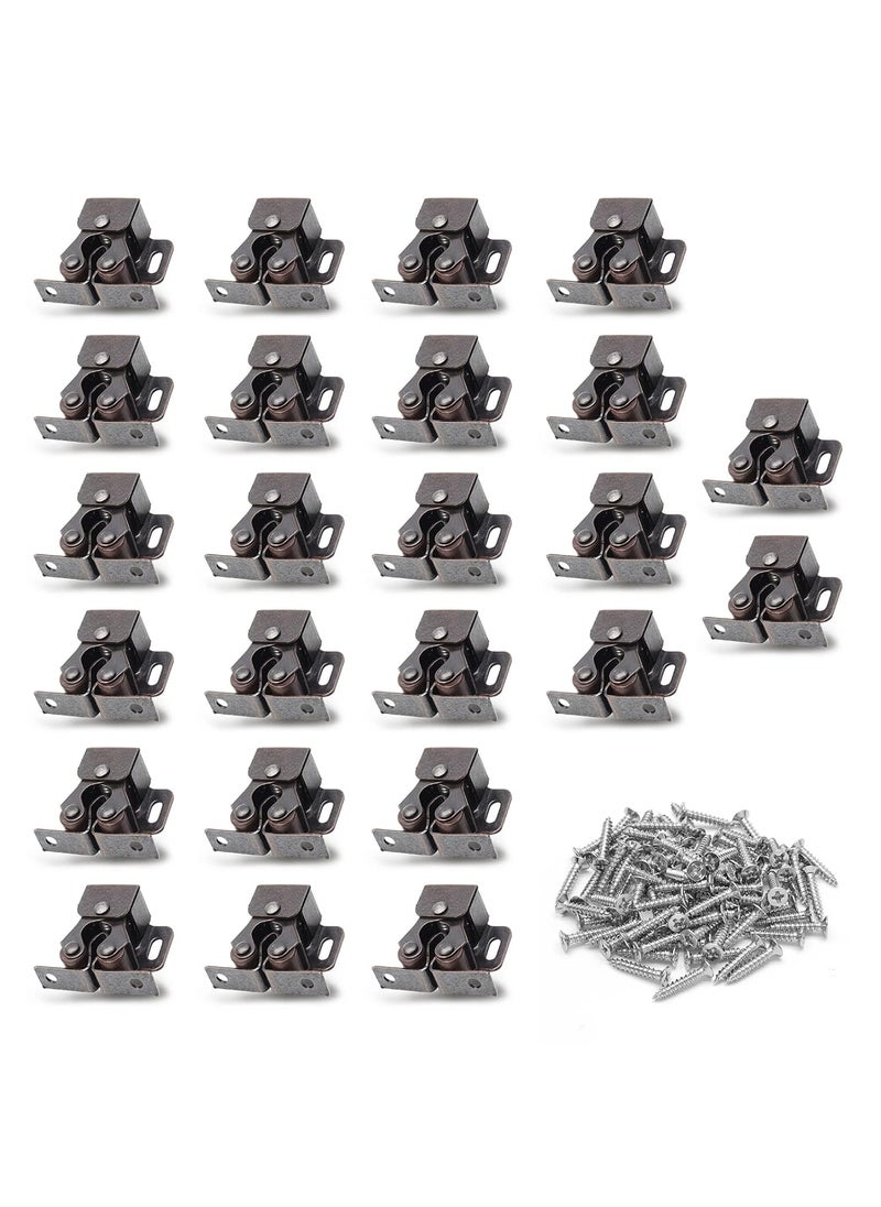 Luomorgo Luomorgo 24 Pack Double Roller Catch Cabinet Latches with Spear Strike for Cupboard Closet Door Antique Bronze  - Image 1