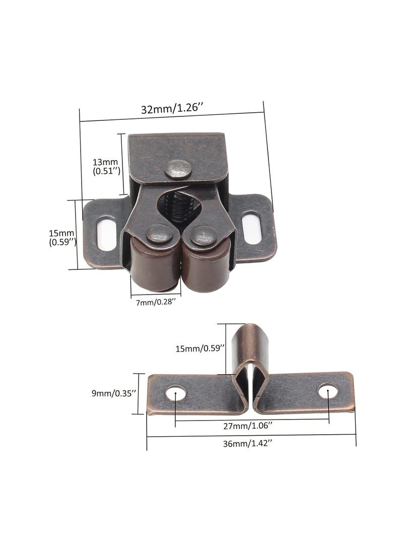 Luomorgo Luomorgo 24 Pack Double Roller Catch Cabinet Latches with Spear Strike for Cupboard Closet Door Antique Bronze  - Image 3