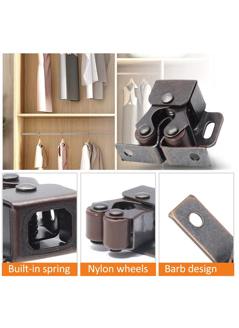 Luomorgo Luomorgo 24 Pack Double Roller Catch Cabinet Latches with Spear Strike for Cupboard Closet Door Antique Bronze  - Image 4
