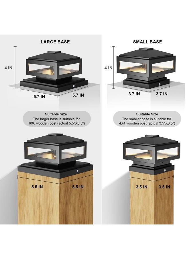 GOODSMANN Landscape Lighting Low Voltage Post Cap Lights Outdoor Lights 3W LED 150 Lumen 3000K with Cable Connectors 2 Bases for 6X6 (Actual 5.5" x 5.5") and 4X4 (Actual 3.5" x 3.5") - Image 3