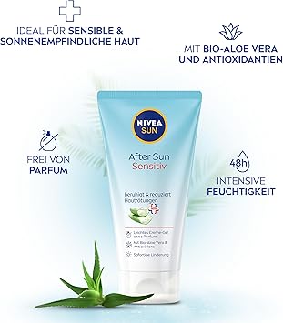 Nivea NIVEA SUN After Sun Sensitive SOS Cream Gel 175 ml Cooling After Sun Gel with Skin Soothing Effect Skin Gel with Organic Aloe Vera and Antioxidants for Sensitive Skin  - Image 2