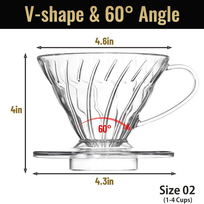 DailyRest V 02 60° Cone Plastic Coffee Dripper, 1-4 Cups, Pour Over Coffee Maker, Reusable Coffee Filter Cup, Slow Brewing Accessories for Home, Cafe, Restaurants - Image 3