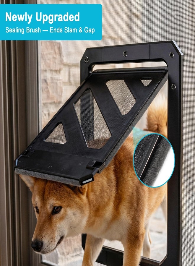 ikuso Dog Door for Screen Door, Enhanced Quiet Flap & Sealing Brush, 10.2”x14.3” Opening, Lockable Dog Screen Door, Magnetic Self-Closing Pet Door-Medium to Large Dogs up to 60 lbs (Black) - Image 3