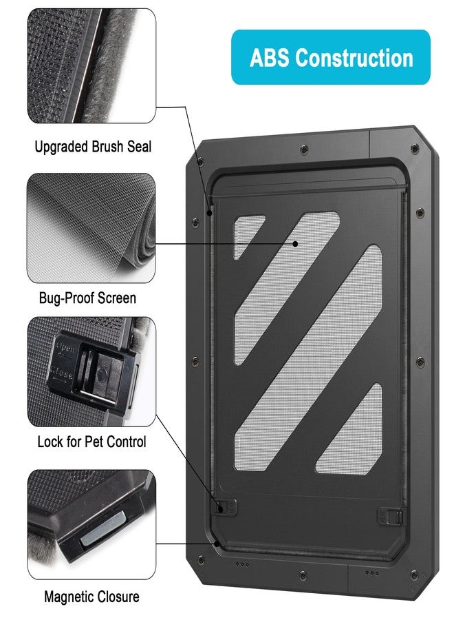 ikuso Dog Door for Screen Door, Enhanced Quiet Flap & Sealing Brush, 10.2”x14.3” Opening, Lockable Dog Screen Door, Magnetic Self-Closing Pet Door-Medium to Large Dogs up to 60 lbs (Black) - Image 4