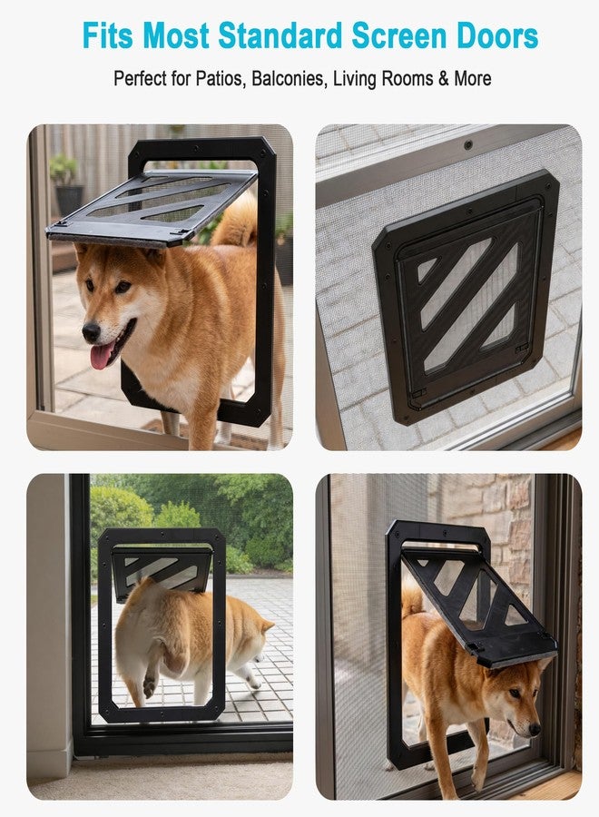 ikuso Dog Door for Screen Door, Enhanced Quiet Flap & Sealing Brush, 10.2”x14.3” Opening, Lockable Dog Screen Door, Magnetic Self-Closing Pet Door-Medium to Large Dogs up to 60 lbs (Black) - Image 5