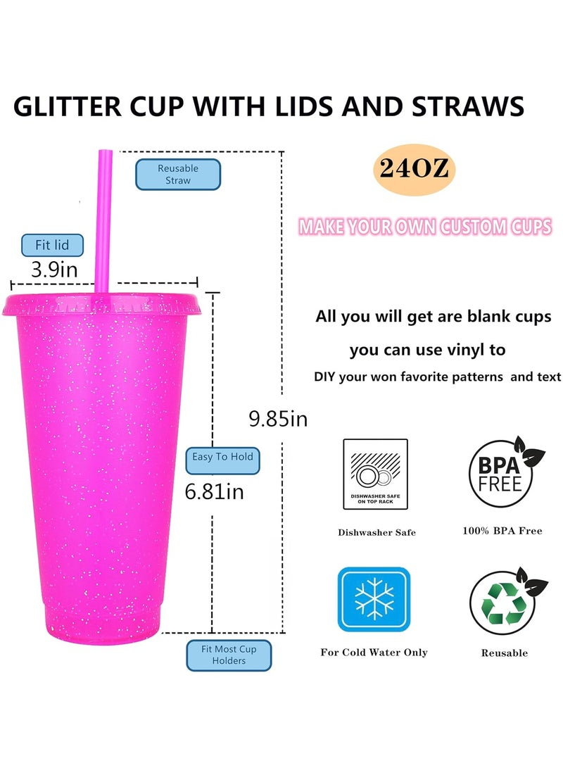 أوزيغالور طقم من 5 أكواب قابلة لإعادة الاستخدام مع غطاء وشلمونة بلمعة، سعة 24 أونصة مثالية للقهوة المثلجة والحفلات - Image 2