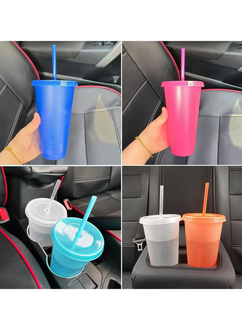 أوزيغالور طقم من 5 أكواب قابلة لإعادة الاستخدام مع غطاء وشلمونة بلمعة، سعة 24 أونصة مثالية للقهوة المثلجة والحفلات - Image 3