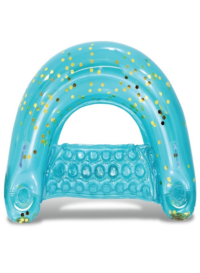 POZA Inflatable Pool Float Chair - Sparkle Confetti Lounge Inflatable Pool Floats, 2 Built in Cup Holders and Handles, Adult Inflatable Pool Lounger Floating Chair for Beach, Lake, Pool - 48x38 Inches - Image 1