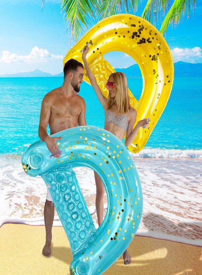 POZA Inflatable Pool Float Chair - Sparkle Confetti Lounge Inflatable Pool Floats, 2 Built in Cup Holders and Handles, Adult Inflatable Pool Lounger Floating Chair for Beach, Lake, Pool - 48x38 Inches - Image 5