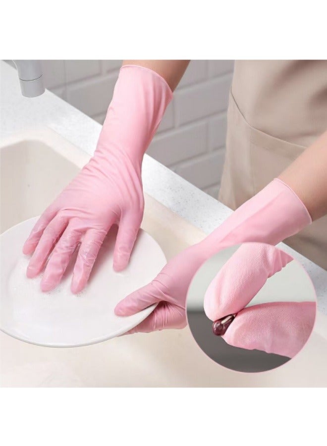 30 Pack Nitrile Gloves Household Cleaning Dishwashing Kitchen Durable Food Grade Disposable Gloves Pink - Image 1