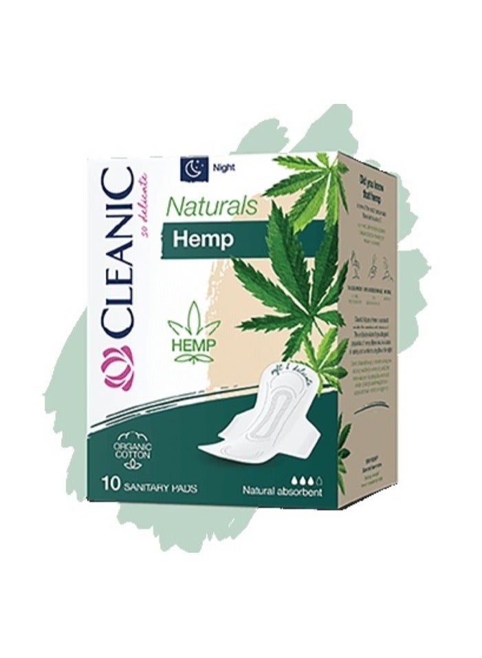 CLEANIC Naturals Hamp Night Sanitary Pads 10 Pieces - Image 2