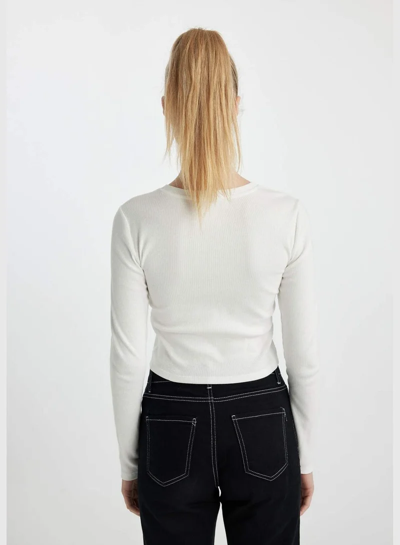 DeFacto Woman Crew Neck Knitted Long Sleeve T-Shirt