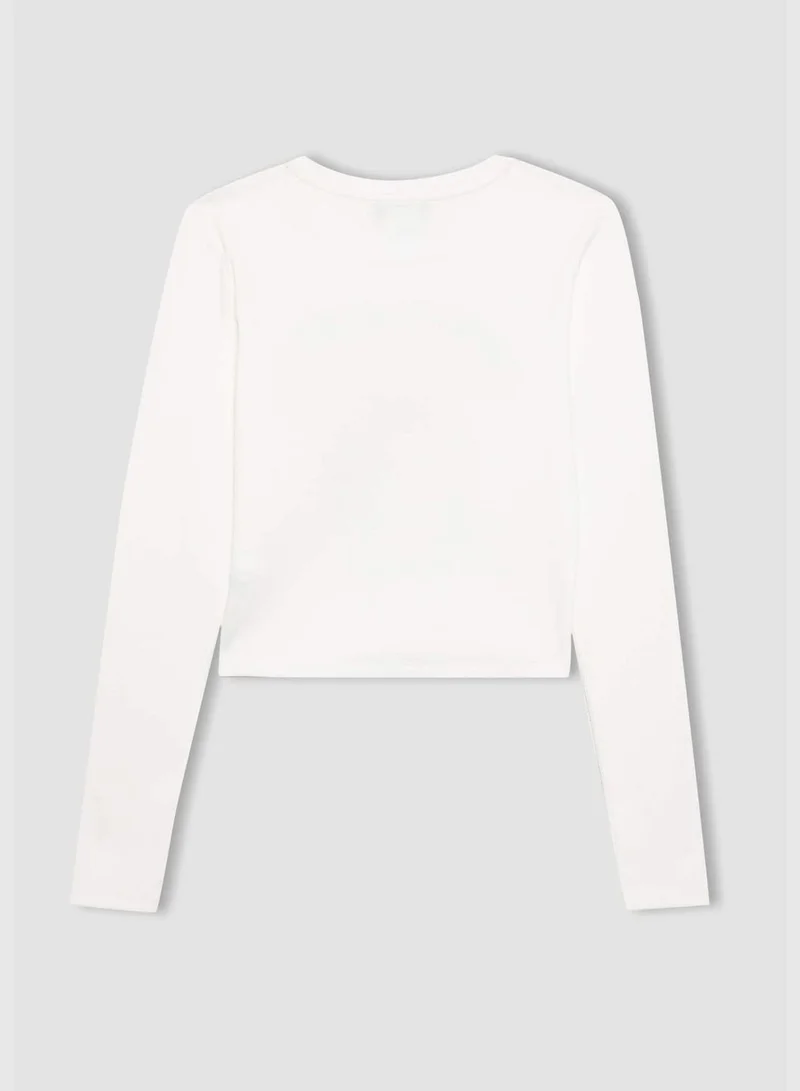 DeFacto Woman Crew Neck Knitted Long Sleeve T-Shirt