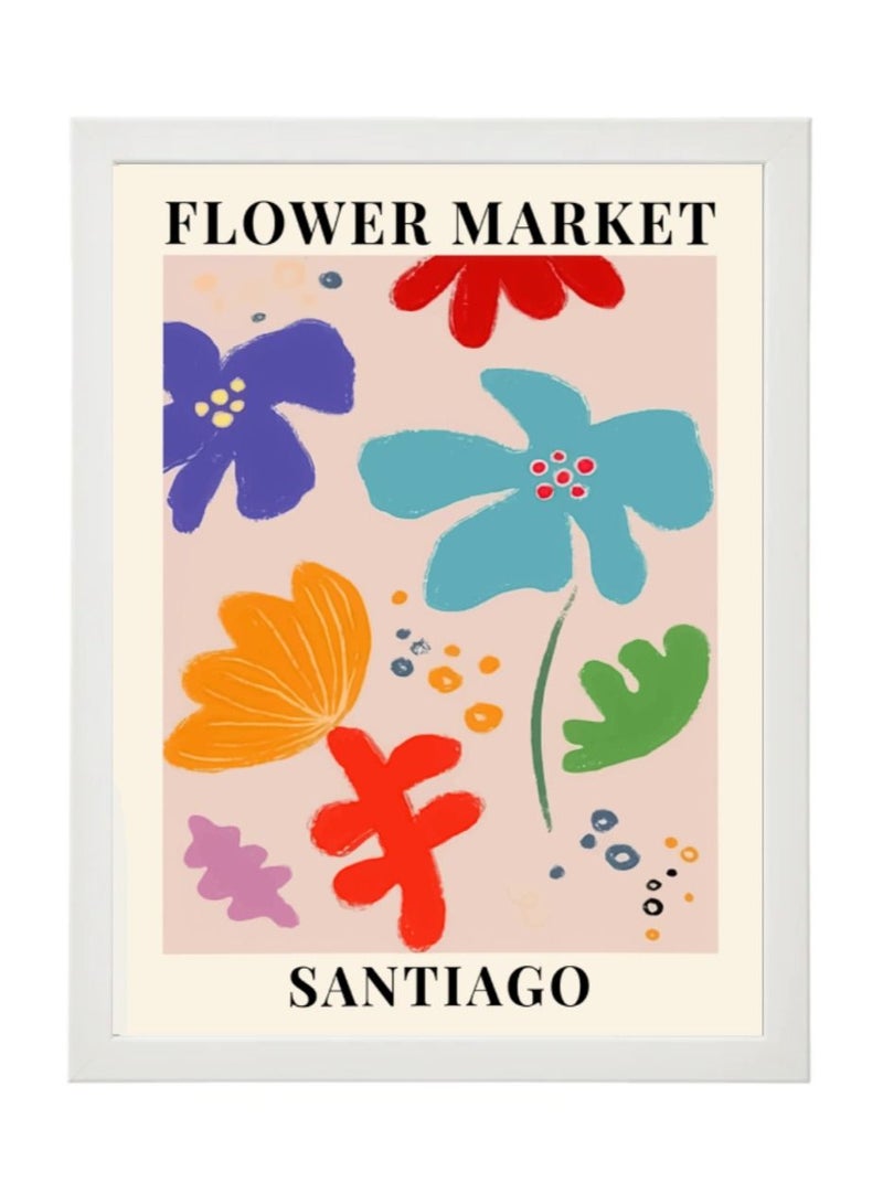 Boomah Accessories Flower Market Santiago Colorful Botanical Art Poster with Frame 30x40cm 