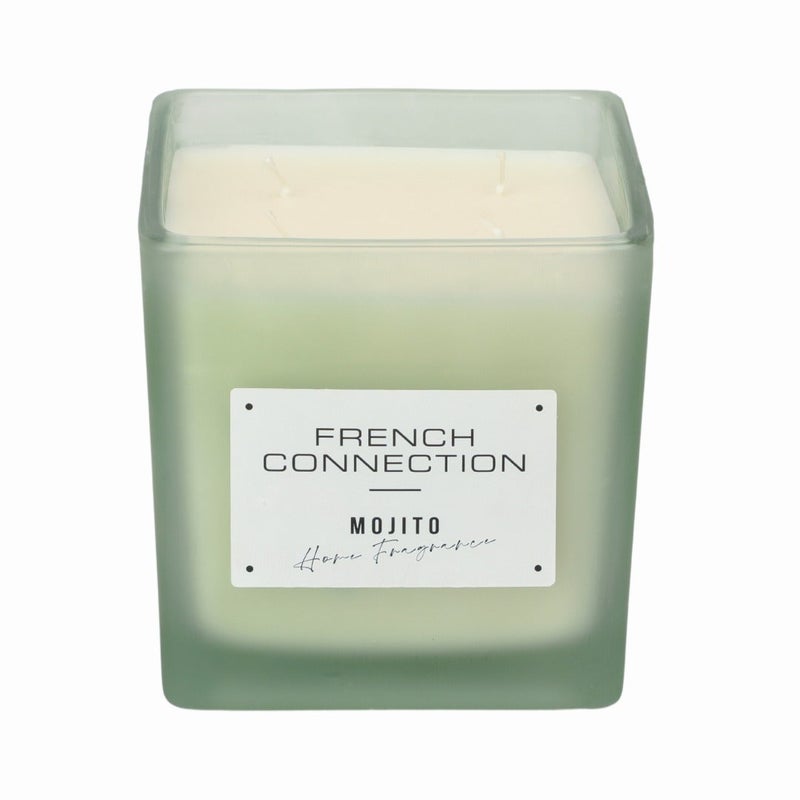 French Connection شمعة جرة معطرة كبيرة، مانجو موخيتو - 830غ، شمع زبدة الشيا، 3 فتائل مع غطاء خشبي | مدة الاحتراق - 64 ساعة | مجموعة مربعة | مثالية للهدايا، ديكور المنزل، الحفلات وعطر الغرف | مثالية لديكور غرفة المعيشة والمكتب - Image 4
