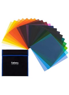 Selens 20pcs Color Gel Filter for Lighting Effect, 10x10 Inches Photography Color Correction Kit for Photo Video Studio, 20 Assorted Colors, Lighting Filters Transparent Color Sheet Filter Sheet Gels  - Image 1