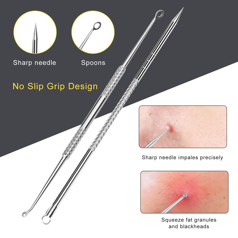 Boxoyx Pimple Popper Tool Kit - Boxoyx 10 Pcs Blackhead Remover Comedone Extractor Kit with Metal Case for Quick and Easy Removal of Pimples, Blackheads, Zit Removing, Forehead,Facial and Nose(Silver) - Image 5