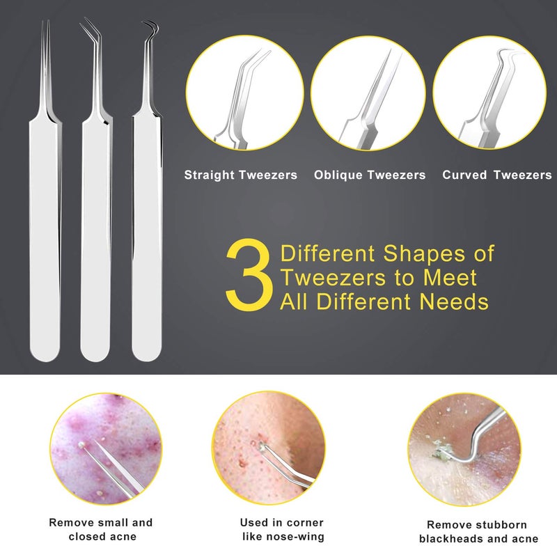 Boxoyx Pimple Popper Tool Kit - Boxoyx 10 Pcs Blackhead Remover Comedone Extractor Kit with Metal Case for Quick and Easy Removal of Pimples, Blackheads, Zit Removing, Forehead,Facial and Nose(Silver) - Image 4