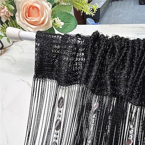 ave split 100cmX200cm Decorative Door String Curtain Beads Wall Panel Fringe Window Room Divider Blind for Wedding Coffee House Restaurant Parts Door Divider Beads Tassel Screen Decoration (black25) - Image 3