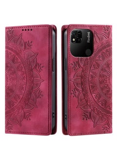 HuHa Case Cover For Xiaomi Redmi 10A 4G Global / Poco C55 Totem Embossed Magnetic Leather Phone Case Red 