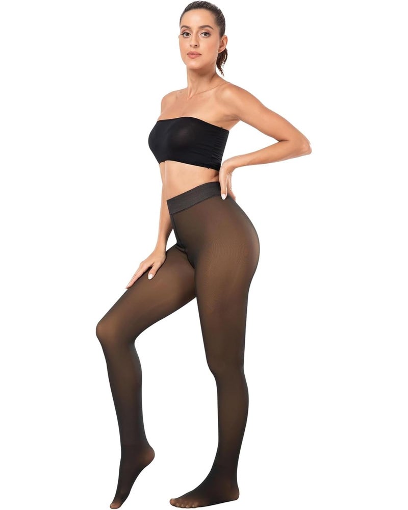 Wearslim Women Skinny Fit High Rise Stylish Thermal Leggings ,Black Winter Wear Fleece Lined Translucent Warm Tights for Workout & Yoga, Soft Fur Semi Opaque Thermal Gym Pants -(Size: 26 to 34) Inch - Image 4