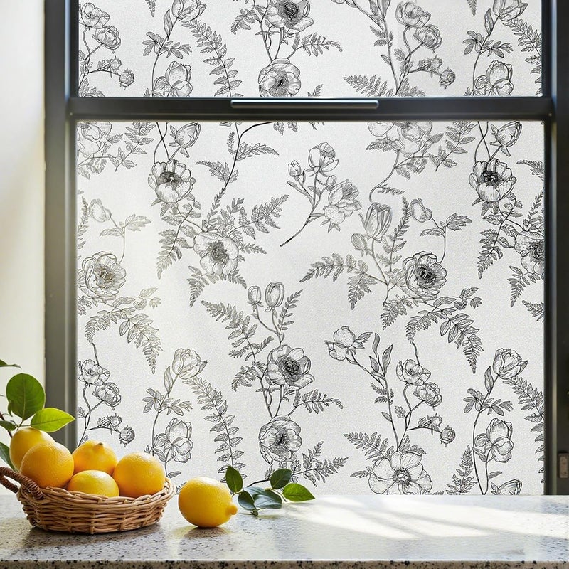 ADD.HERES Stained Glass Window Film Privacy Static Cling, UV Blocking Non-Adhesive Vinyl for Home Kitchen Bathroom - 44.5x200cm - Image 1