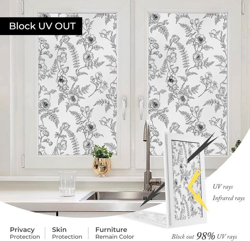 ADD.HERES Stained Glass Window Film Privacy Static Cling, UV Blocking Non-Adhesive Vinyl for Home Kitchen Bathroom - 44.5x200cm - Image 4