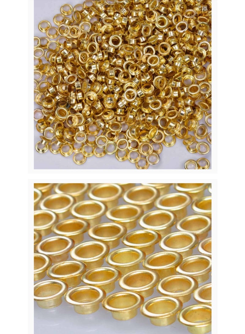 حلقات تخريم  معدنية ذهبية , 100 حبة(50قاعدة +50غطاء) , مقاس 12 مم , - Image 2